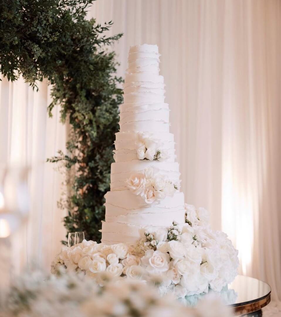 Tiered wedding cake with flowers. AI Generated 31395471 Stock Photo at  Vecteezy